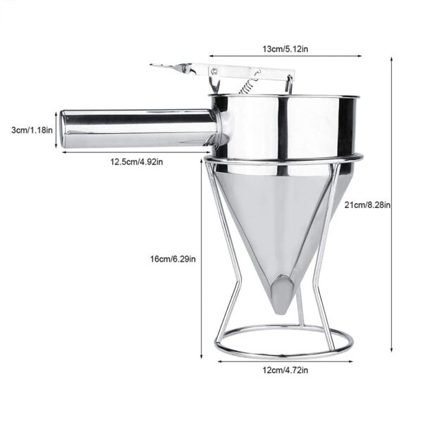 Stainless Steel Conical Funnel Strainer with SS Stand and Adjustable Mouth Opening for Liquid Dispensing Dressing Nepali Soli Making Device - Image 2