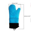 36.5cm Long Blue Silicon Baking Oven Gloves with Cotton Lining and Heat Resistance (Quantity: 2pc) - Image 2
