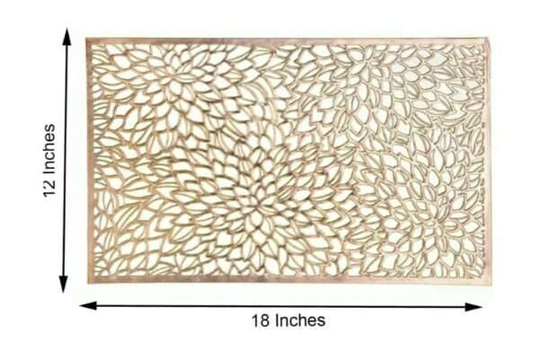 Pack of 6 Glossy 12×18 Inches Rectangle NET Table Placemats with Firm Grip Rubber Bottom (Colour: Gold)(Code: 5-12-66) - Image 2
