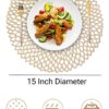 Pack of 6 Glossy 15 Inches Wide Round NET Table Placemats with Firm Grip Rubber Bottom (Colour: Gold)(Code: 5-12-68) - Image 3