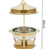 4.5L 28cm Wide Round Shaped Gel Based Full Gold Hanging Chafing Dish (Small Size: 34x28x66cm) - Image 2