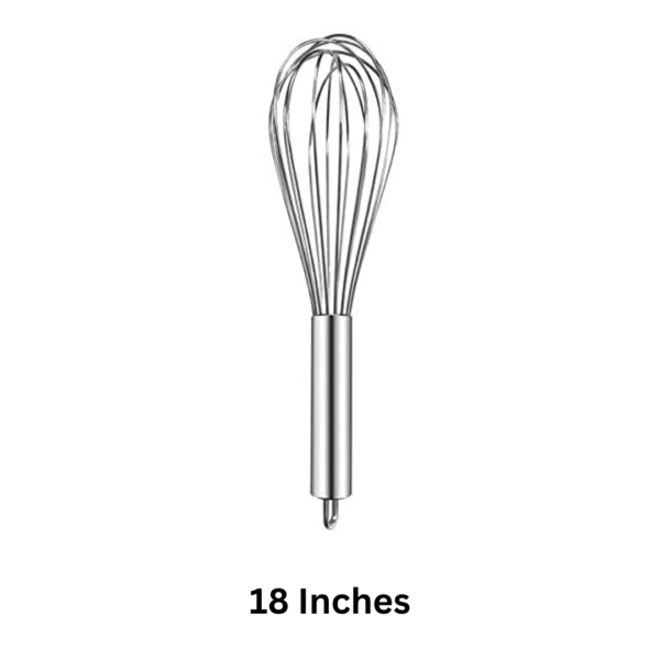 18 Inches Whisk SS Wire Based Hangable Commercial SS Whisk, Manual Hand Mixer, Froth Whisker (Size: 18 Inches, Handle Size: 5 Inches App.) - Image 2