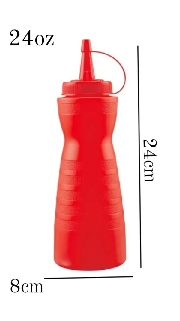 24Oz Pack of 2 Curved Sauce Bottle Salad Dressing Bottle Ketchup Mayonnaise Bottle (Color: Red + White) - Image 2
