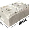  59x37.5x24cm Commercial Foam Insulation Based Rectangle Containers with SS GN Pans for Hot and Cold Storage. (Model: 2 Compartments x 1/2 GN Pan, Depth: 150mm) - Image 2