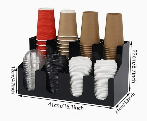 41x21x22cm Black ABS 8 Slot Cup Glass Holder Caddy Organizer (Code: 8028) - Image 2
