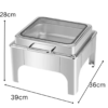 6L Square SS Chafing Dish with Hydraulic Soft Close & Gel Based Heating . (Size: 39x36x28cm) - Image 2