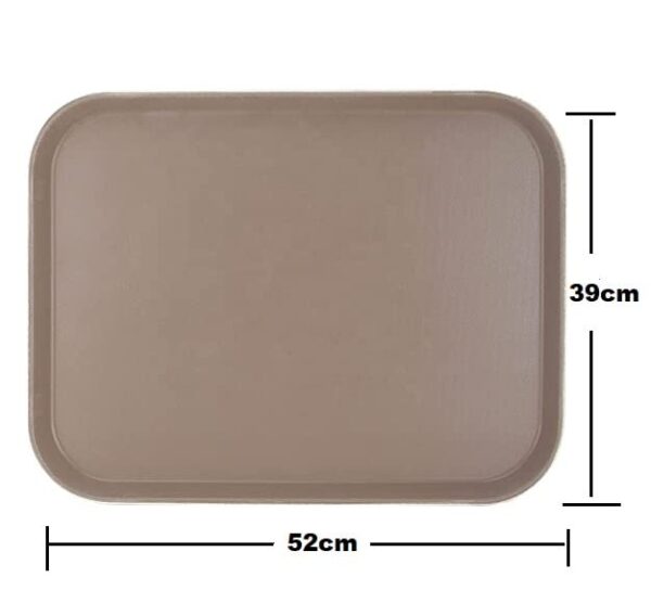 15x20 Inches Rectangle Non-Breakable Anti Skid Super Fibre Glass Service Tray With Heavy Rubber Grip Tray (Colour: Brown) - Image 2
