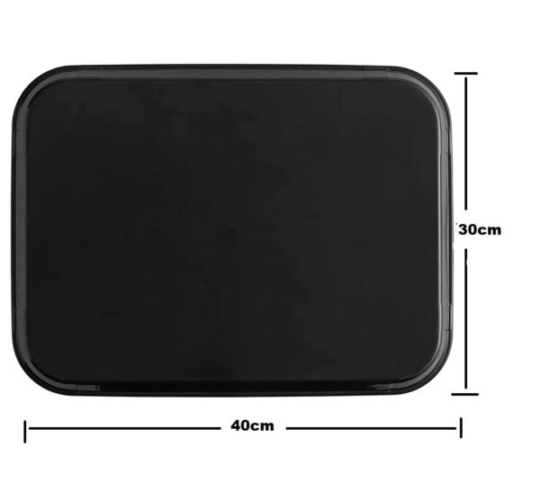 12x16 Inches Rectangle Non-Breakable Anti Skid Super Fibre Glass Service Tray With Heavy Rubber Grip Tray (Colour: Black) - Image 2