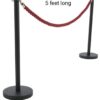 5 Feet Long Removable Red Twisted Velvet Rope for Queue Manager Crowd Control Rope Divider with Golden Chrome Plated Hooks Stanchion Rope Partition Barrier (Rope Material: Velvet, Rope Colour: Red, Rope Length: 5 Feet App.) - Image 2