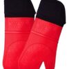 36.5cm Long Red Silicon Baking Oven Gloves with Cotton Lining and Heat Resistance (Quantity: 2pc) - Image 3