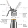 Cream Whipper 500ml LITE Whipped Cream Dispenser with Multiple Attachments (Size: 27x8cm) - Image 3