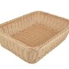 Rectangular 46x34cm Polyrattan Woven Bread Fruit Vegetable Snacks Gift Wrapping Storage Basket with Metal Wire - Light Brown Colour (Size: 46x34x7cm)(Code: 2061C) - Image 4