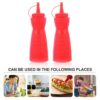 12Oz Pack of 3 Curved Sauce Bottle Salad Dressing Bottle Ketchup Mayonnaise Bottle with Closed Top Cap & Handle Provision (Colour: Red) - Image 3