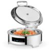 6L 43cm Wide Round SS Chafing Dish with Hydraulic Soft Close, Inbuilt Heater & Digital Temperature Controller. - Image 3