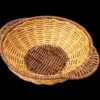 Round 20cm Wide Polyrattan Flower Fruit Vegetable Bread Basket with Joint Handle with Metal Wire - Walnut Brown and Mix Colour (Size: 20x32x8cm) - Image 3