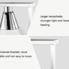 340W Electric SS Single Headed Food Lamp Warmer With Top And Bottom Heating (Colour: Silver) - Image 3