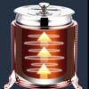 400W Electric 10L Commercial Horizontal Lines Patterned Soup Pot (Colour: Rose Gold) - Image 3