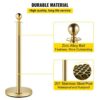 Set of 2 Pole Golden Queue Manager Barrier Steel Barricade with Retractable 5 Feet Long Belt & Heavy Duty Stanchions Base for Commercial Places. (Belt Type: Black Velvet) - Image 3