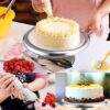 Fibre Cake Stand 360 Degree Smooth Rotating for Decorating, Icing Turntable (Size: 12 Inches Wide and 5 Inches Height, Weight: 2.4 Kg, Colour: Silver and Golden) - Image 4