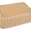 Rectangular 46x34cm Polyrattan Woven Bread Fruit Vegetable Snacks Gift Wrapping Storage Basket with Metal Wire - Light Brown Colour (Size: 46x34x7cm)(Code: 2061C) - Image 5