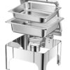 6L Square SS Chafing Dish with Hydraulic Soft Close & Gel Based Heating . (Size: 39x36x28cm) - Image 3