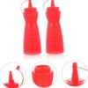 12Oz Pack of 3 Curved Sauce Bottle Salad Dressing Bottle Ketchup Mayonnaise Bottle with Closed Top Cap & Handle Provision (Colour: Red) - Image 4