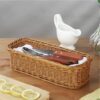 Rectangular 23x8cm Polyrattan Basket for Spoon, Cutlery with Metal Wires - Walnut Brown (Size: 23x8x5cm) - Image 4