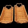 Rectangular 35x13cm Polyrattan Basket with Heart Shaped Side Handles and Metal Wires -Walnut Brown Colour (Large Size: 35x13x4cm) - Image 4