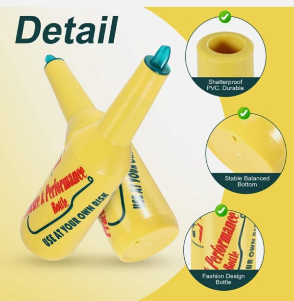 Flair Decorative Bottle Performance Practice Bottle for Bartending Training Purposes with Bottle Stopper (Color: Yellow) - Image 4