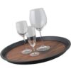 16 Inches Wide Round Anti Skid Tray with Wooden Grain Finish Rubber Grip (Size: 41cm Diameter) - Image 2