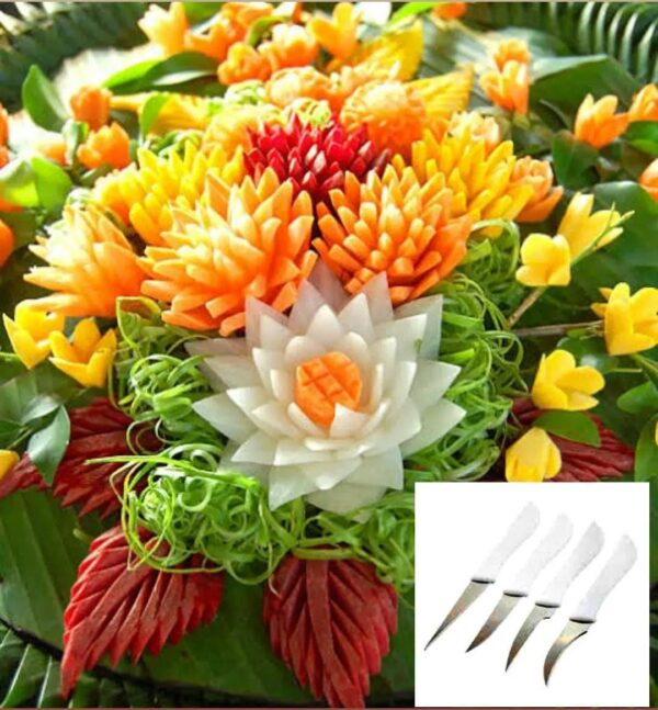 4PP Plastic Handle Carving Knives in Card Pack for Shaping, Sculpting Fruits and Vegetables - Image 4