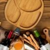 Wooden Food Serving Tray Board Platter with 3 compartments, Handle and Hanging Hole (Size: Small) - Image 5