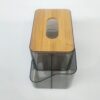 PC Transparent Tissue Holder Box with Inner Spring, Wooden Lid and Side Compartments - Image 5