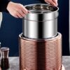 400W Electric 10L Commercial Horizontal Lines Patterned Soup Pot (Colour: Rose Gold) - Image 5