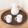 14 Inches Wide Round Non-Breakable Anti Skid Super Fibre Glass Service Tray with Heavy Rubber Grip Tray (Colour: Brown) - Image 5