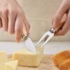 Large Size 4pcs Cheese Knife Set Heavy Duty Stainless Steel Food Grade Made 4 PCS Cheese Knife Set, Premium Cheese Slicer Cutter Collection with Wooden Handle (Large Size) - Image 5
