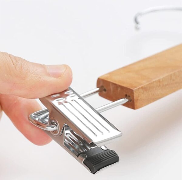 Pinewood Based Wooden Cloth Hangers with Attachment Clips and 360° Swivel Hook (Pack of 1Pc) - Image 6