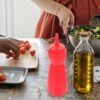12Oz Pack of 3 Curved Sauce Bottle Salad Dressing Bottle Ketchup Mayonnaise Bottle with Closed Top Cap & Handle Provision (Colour: Red) - Image 6