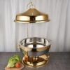 4.5L 28cm Wide Round Shaped Gel Based Full Gold Hanging Chafing Dish (Small Size: 34x28x66cm) - Image 6