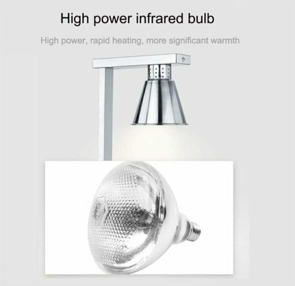 865W Electric SS Triple Headed Food Lamp Warmer With Top And Bottom Heating (Colour: Gold) - Image 6