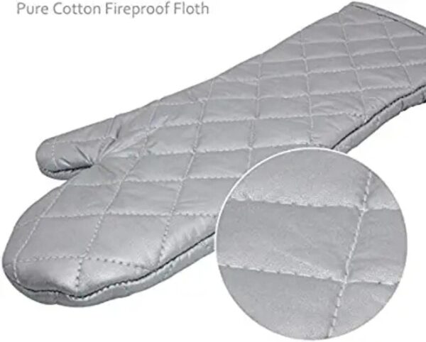 37cm Long Silver Baking Oven Gloves (Size: 37x18cm, Quantity: 1 Pair) - Image 6