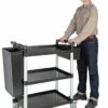 Plastic 3 Tier Service Trolley with Two Lockable Plastic Bins (Small Bin Size: 32x22x18cm, Big Bin Size: 32x22x45cm) - Image 7