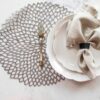Pack of 6 Glossy 15 Inches Wide Round NET Table Placemats with Firm Grip Rubber Bottom (Colour: Silver)(Code: 5-12-67) - Image 8