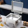 6L Square SS Chafing Dish with Hydraulic Soft Close & Gel Based Heating . (Size: 39x36x28cm) - Image 6