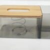 PC Transparent Tissue Holder Box with Inner Spring, Wooden Lid and Side Compartments - Image 7