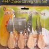 Large Size 4pcs Cheese Knife Set Heavy Duty Stainless Steel Food Grade Made 4 PCS Cheese Knife Set, Premium Cheese Slicer Cutter Collection with Wooden Handle (Large Size) - Image 7