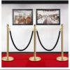 Set of 2 Pole Golden Queue Manager Barrier Steel Barricade with Retractable 5 Feet Long Belt & Heavy Duty Stanchions Base for Commercial Places. (Belt Type: Black Velvet) - Image 8