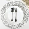 Pack of 6 Glossy 15 Inches Wide Round NET Table Placemats with Firm Grip Rubber Bottom (Colour: Silver)(Code: 5-12-67) - Image 9