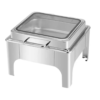 6L Square SS Chafing Dish with Hydraulic Soft Close & Gel Based Heating . (Size: 39x36x28cm)