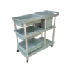 ABS Plastic 3 Layer Teal Coloured Service Trolley with 3 Trays, 2 Bins and Base Support Fibre Plates